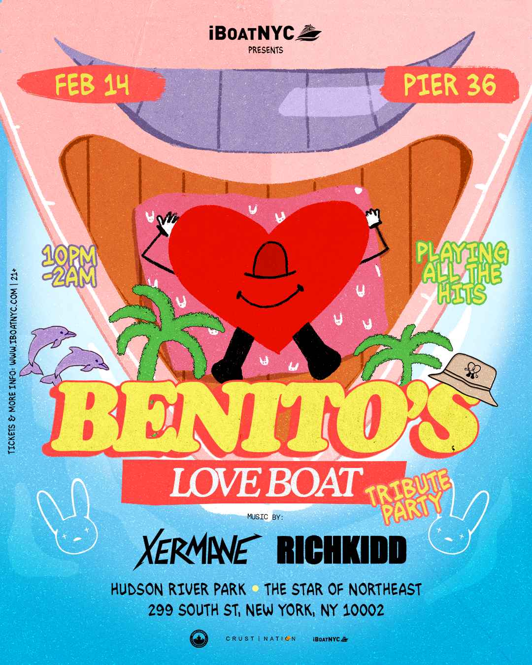 Buy tickets for BENITO'S LOVE BOAT - Latin & Reggaeton Valentine's Party Yacht Cruise NYC BENITO'S LOVE BOAT - Latin & Reggaeton Valentine's Party Yacht Cruise NYC