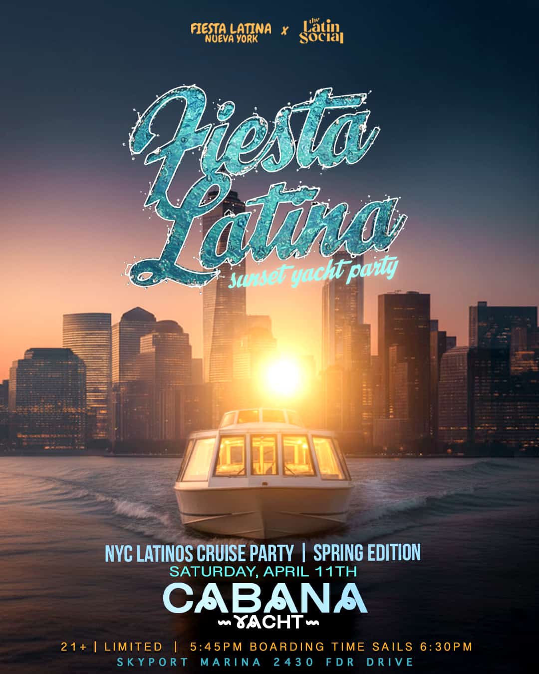 SUNSET CRUISE PARTY: Fiesta Latina : Find The Party Inc