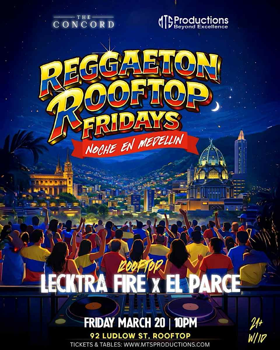 Buy tickets for Reggaeton Rooftop Fridays at Concord NYC | Friday, March 20th, 2026 Reggaeton Rooftop Fridays at Concord NYC | Friday, March 20th, 2026