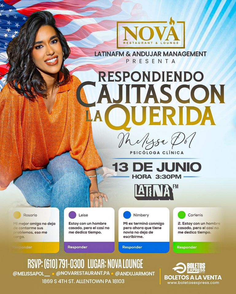 EVENTO CANCELADO | NOVA LOUNGE PRESENTS: RESPONIENDO CAJITAS CON LA QUERIDA MELISSA POL